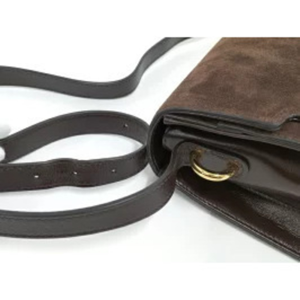 GUCCI Shoulder Bag GG Logo Suede Dark Brown - Picture 5 of 9